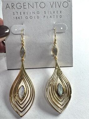 New Argento Vivo 18KT Gold Plated Sterling Silver Dangling Earrings